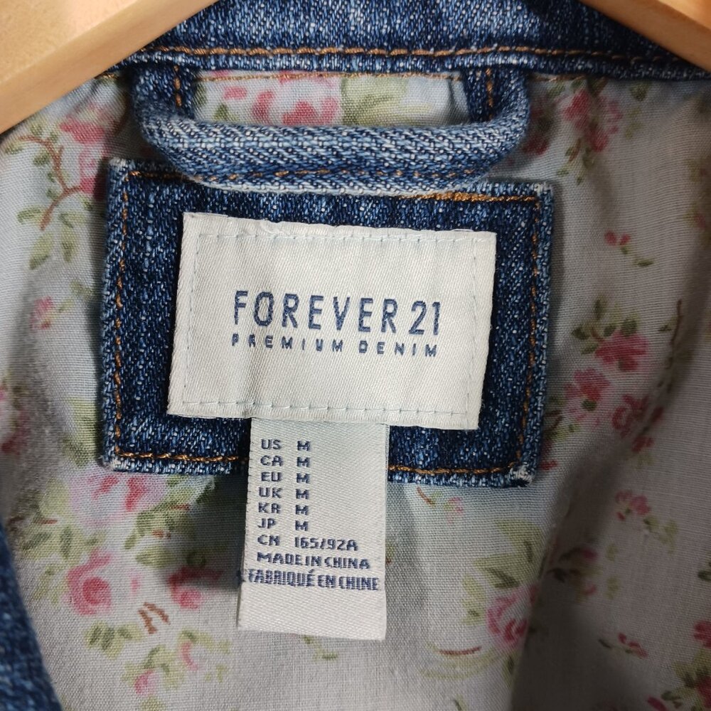 Denim Vest by Forever 21 Distressed Style Size Medium, Coastal Cowgirl, Western - Picture 2 of 16